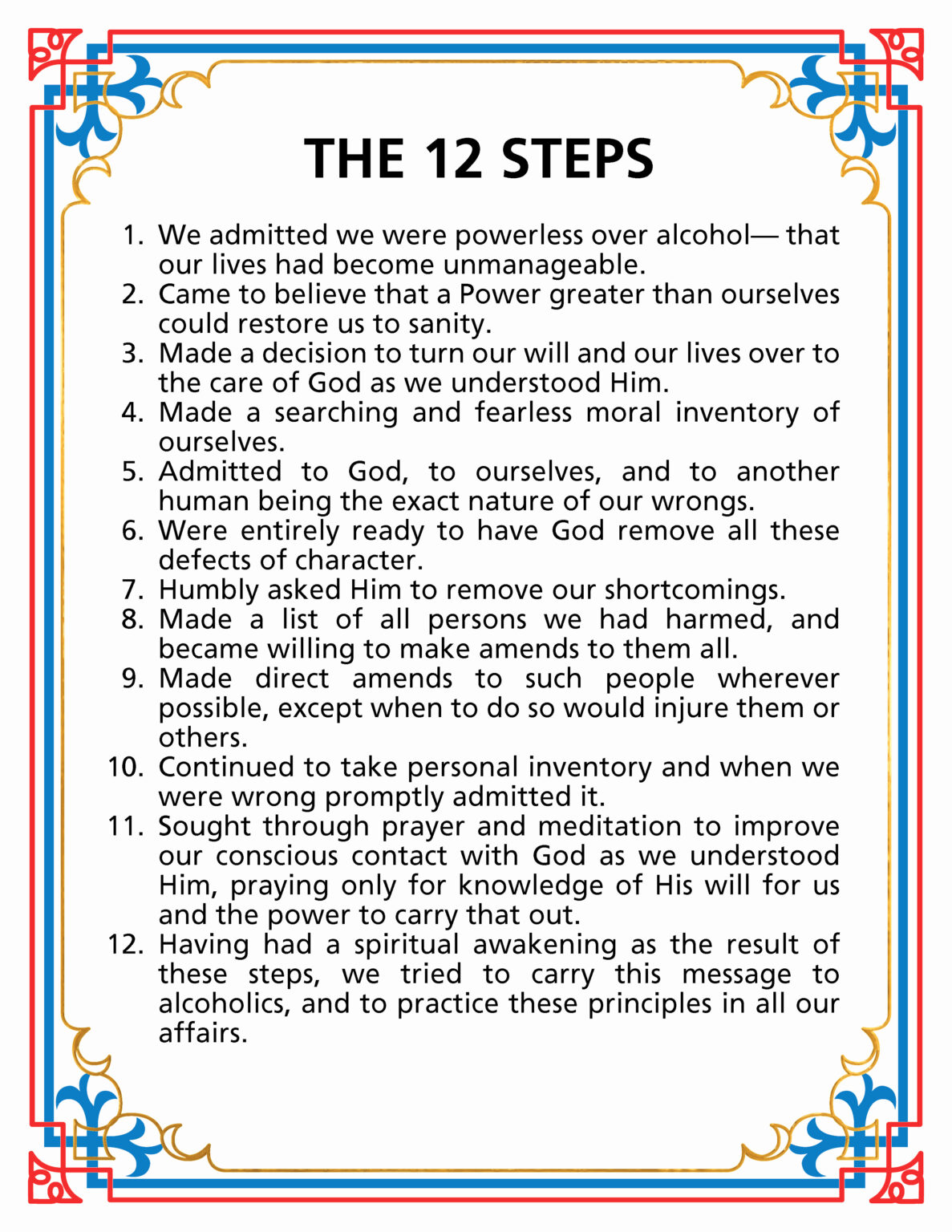 Printable 12 Steps Of Aa Worksheets Printable Worksheets