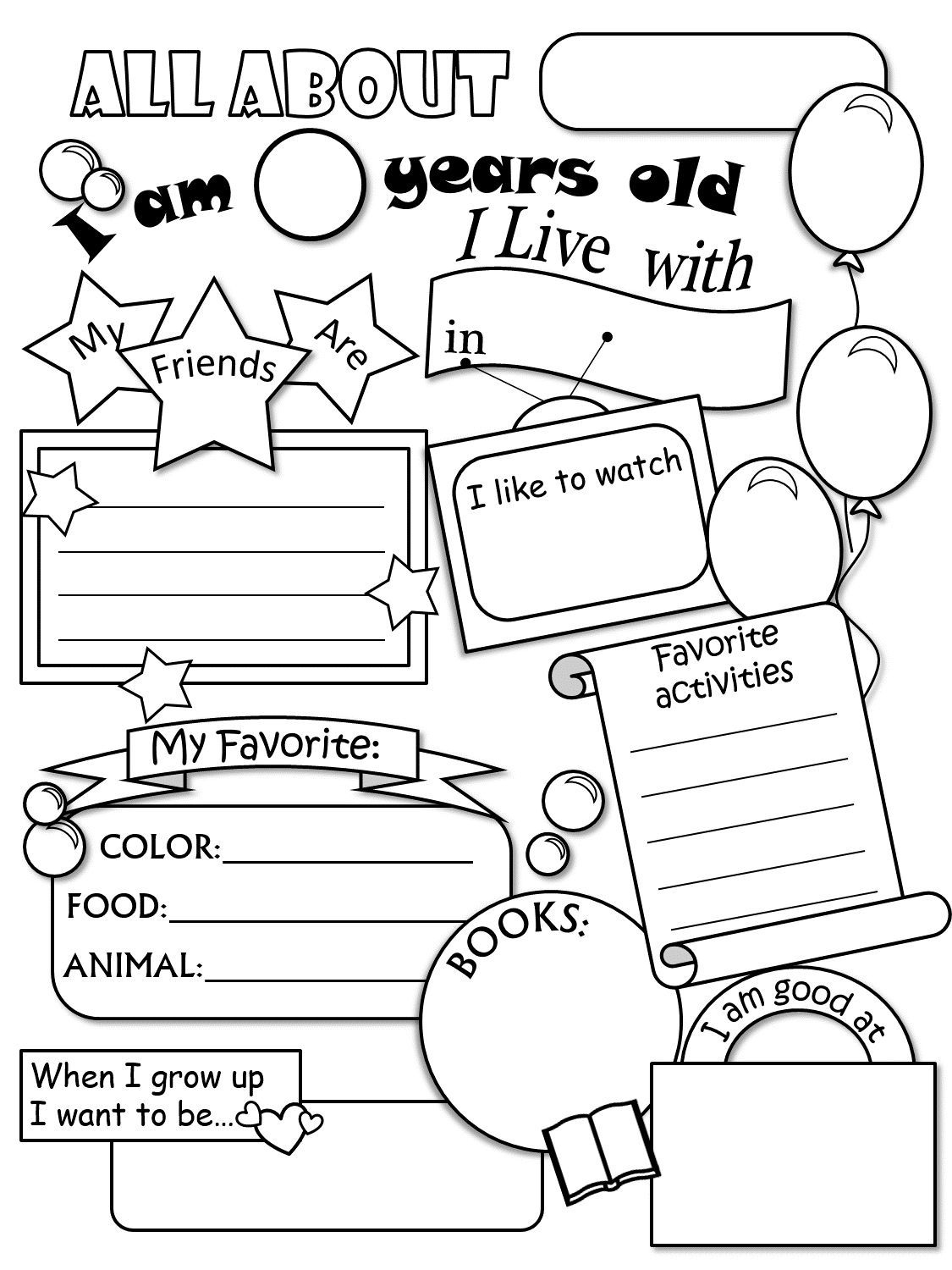 All About Me Printable Worksheets Printable Worksheets