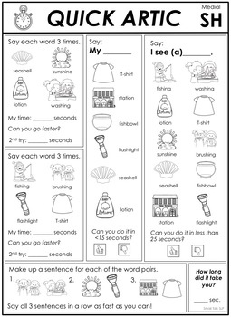Quick Artic Worksheets For Articulation By Small Talk SLP TpT