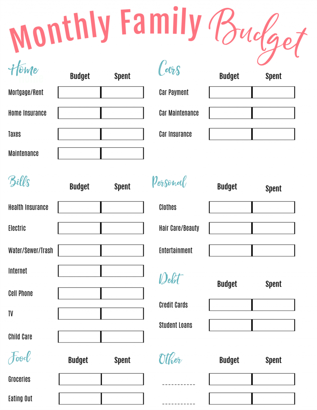 Printable Budget Worksheets 6 FREE Templates For Beginners Budgeting 