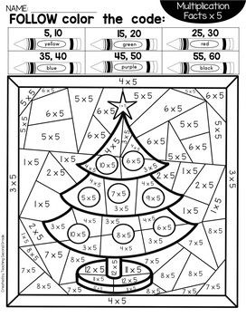 Christmas Color By Number Multiplication Christmas Multiplication 