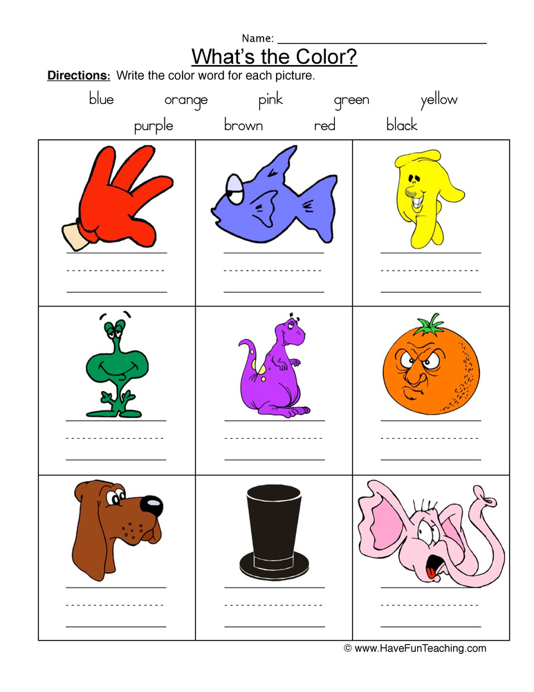 Color Names Pictures Worksheet Have Fun Teaching
