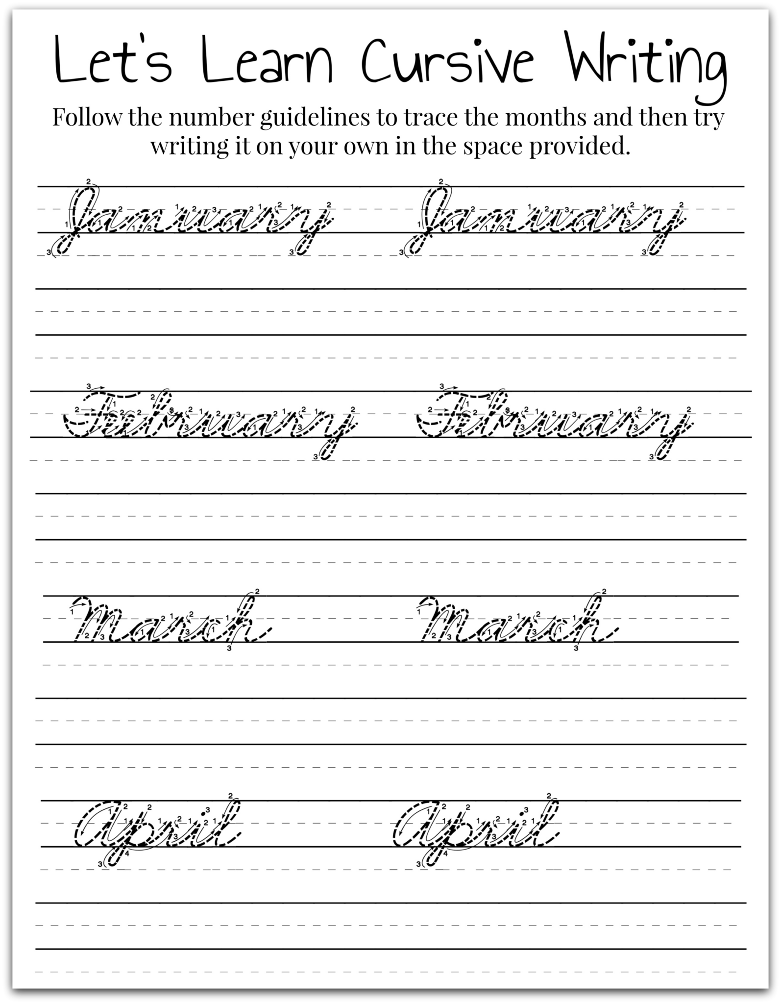 Cursive Handwriting Worksheets For Grade 1