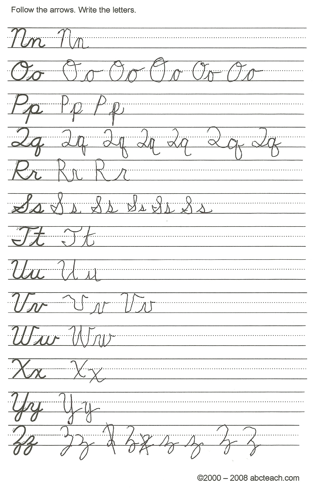 Cursive Writing Worksheets A To Z Writing Worksheets Free Download