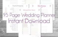 Printable Wedding Planner 95 Pages Instant Download Kit Etsy