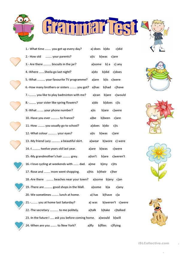 Grammar Test Worksheet Free ESL Printable Worksheets Made By Teachers