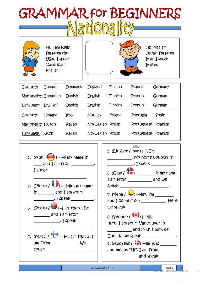 Esl Worksheets For Beginners Printable Printable Worksheets