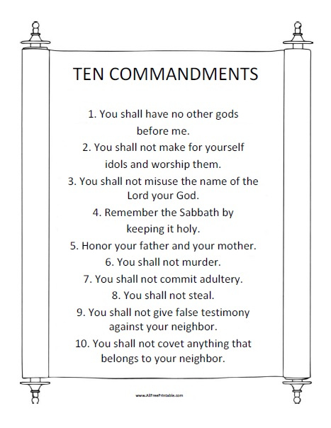 Ten Commandments Free Printable