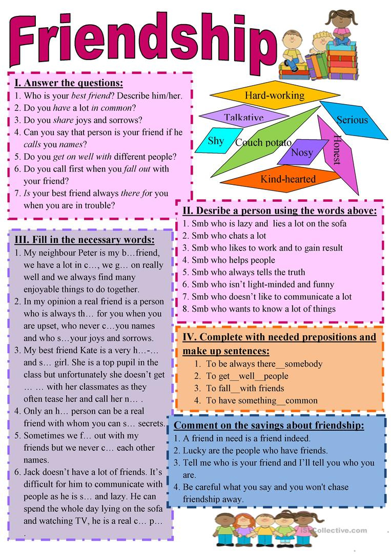 Friendship Worksheet Free ESL Printable Worksheets Made By Teachers