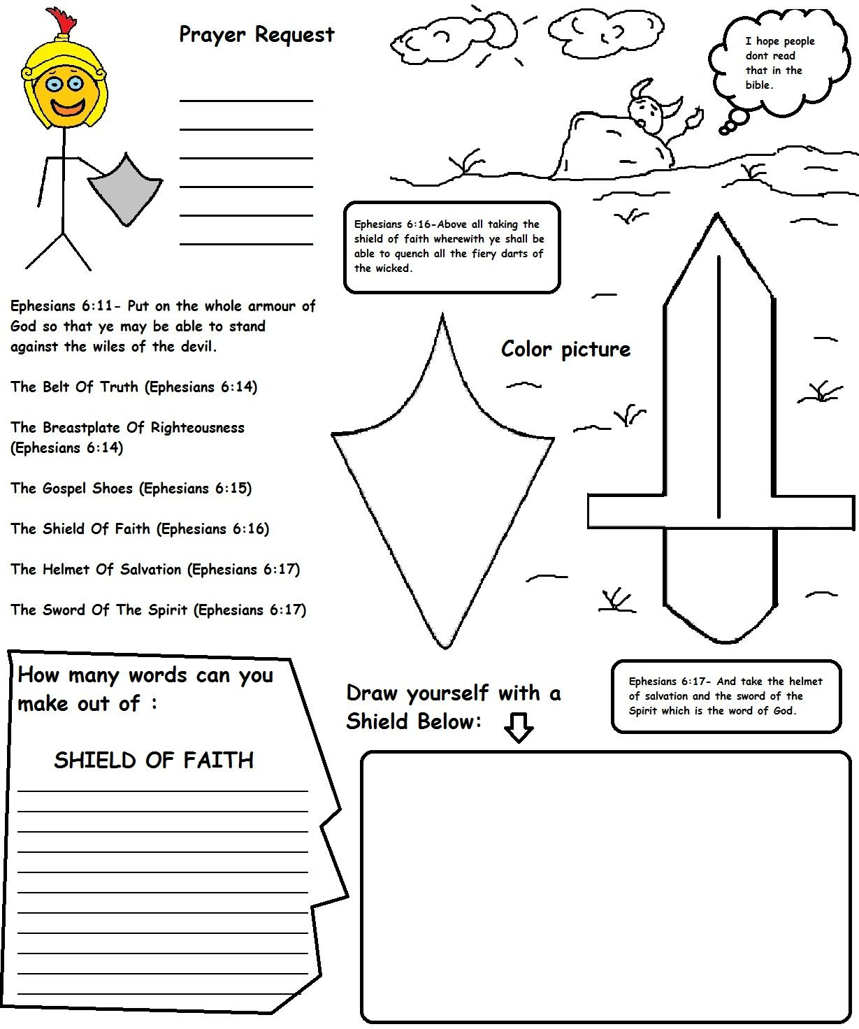 Printable Armor Of God Worksheets Learning How To Read