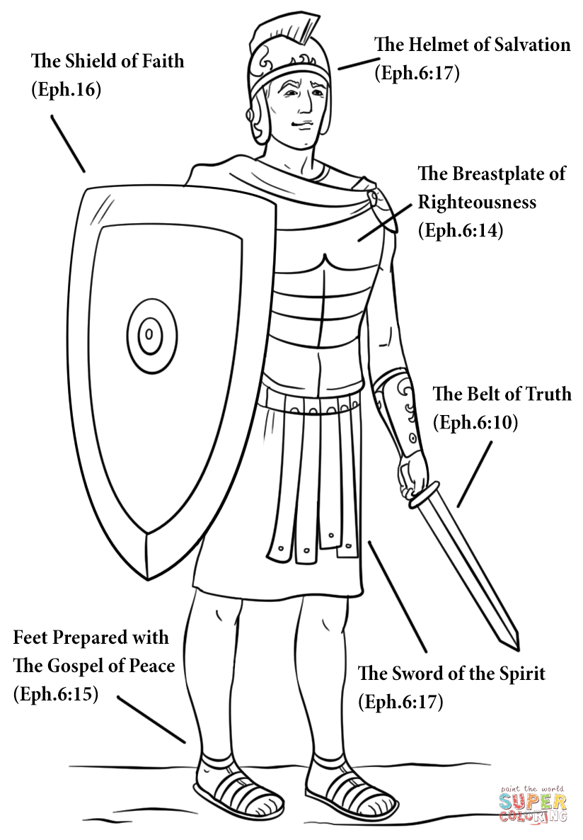 Activities For Armor Of God For Coloring Sheets Printable Armour Of 