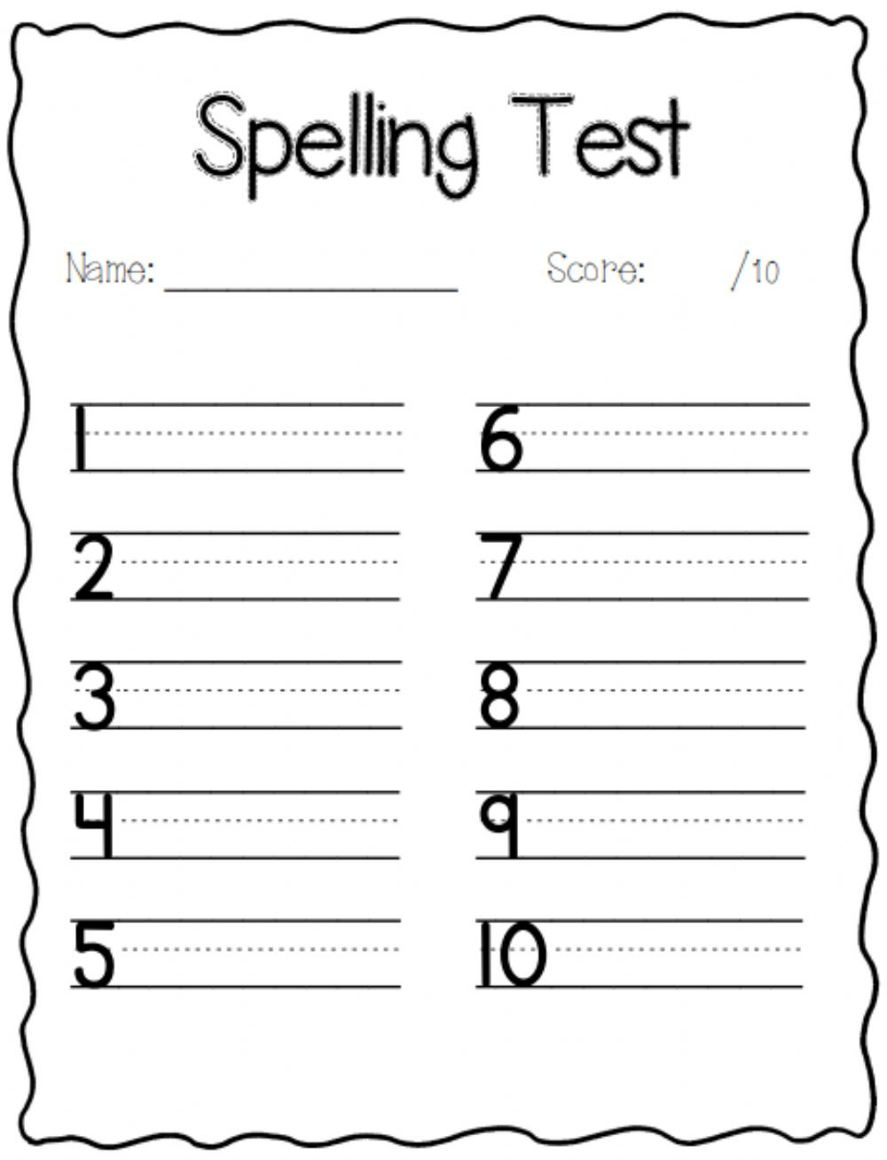 Free Printable Blank Spelling Worksheets Printable Worksheets