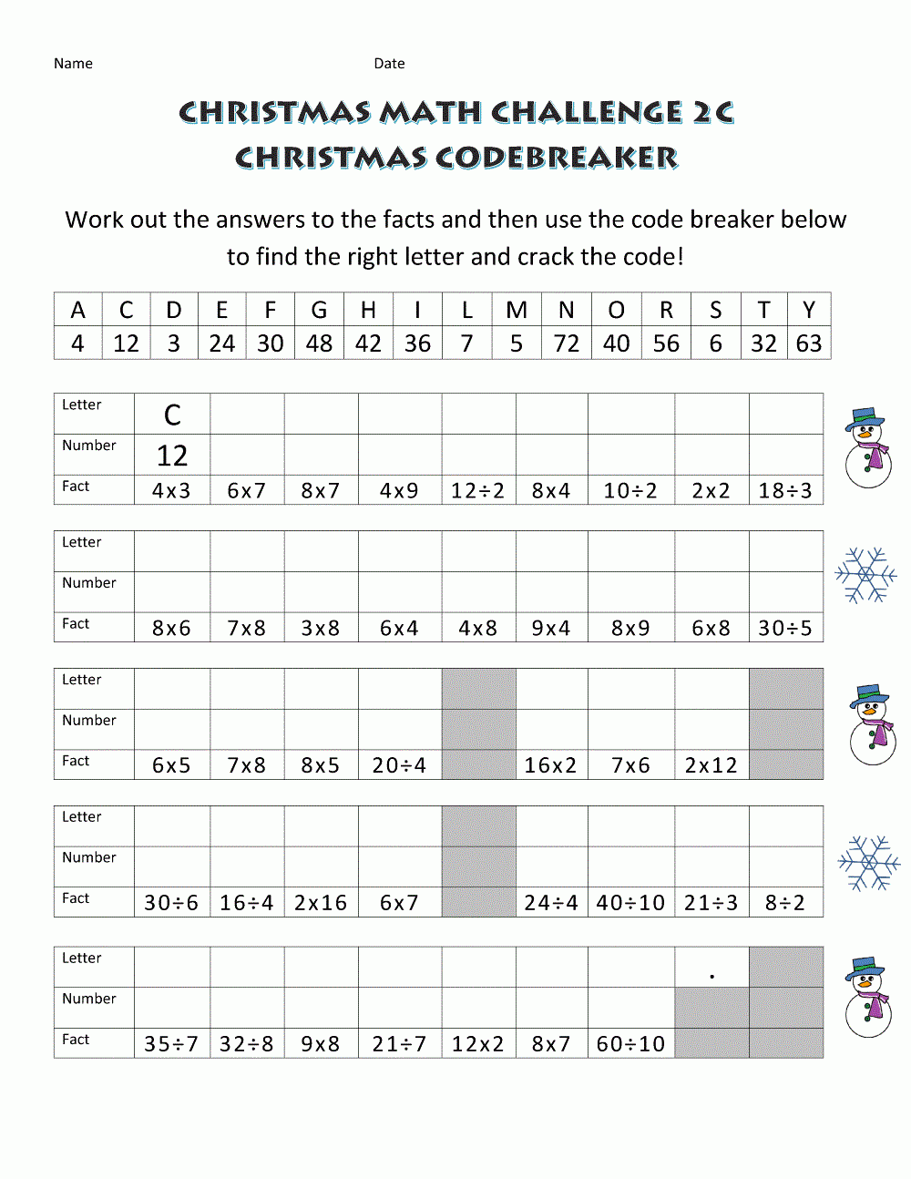 Fun Math Worksheets For Middle School Free Christmas Math Worksheets 