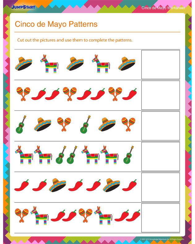 Cinco De Mayo Patterns View Patterns Worksheet For First Grade 