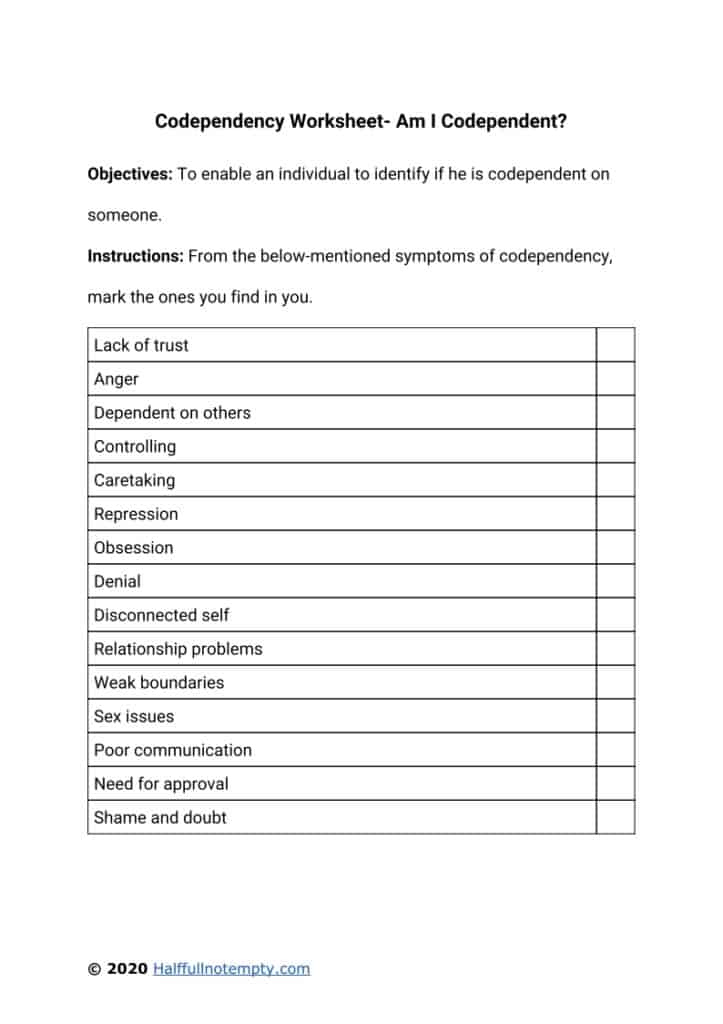 Free Printable Codependency Worksheets Printable Worksheets