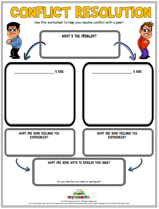 Conflict Resolution Worksheet For Students Promotiontablecovers