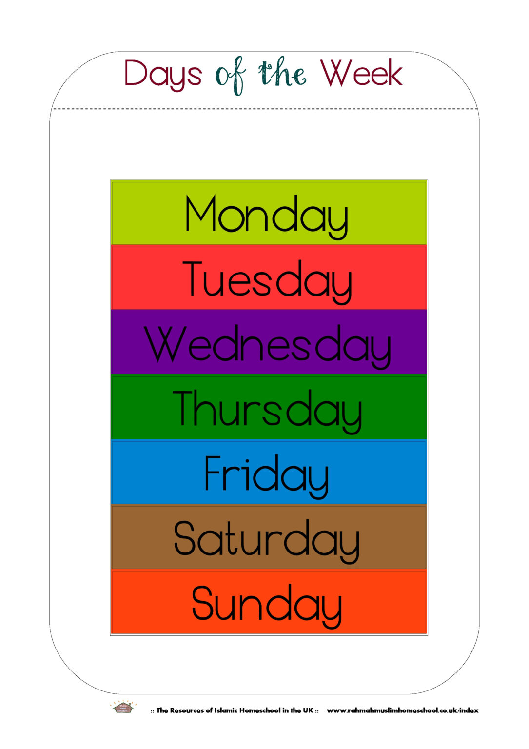 Free Printable French Worksheets Days Of The Week