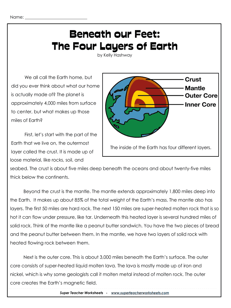 Earth Layers Worksheet Pdf Fill Online Printable Fillable Blank 