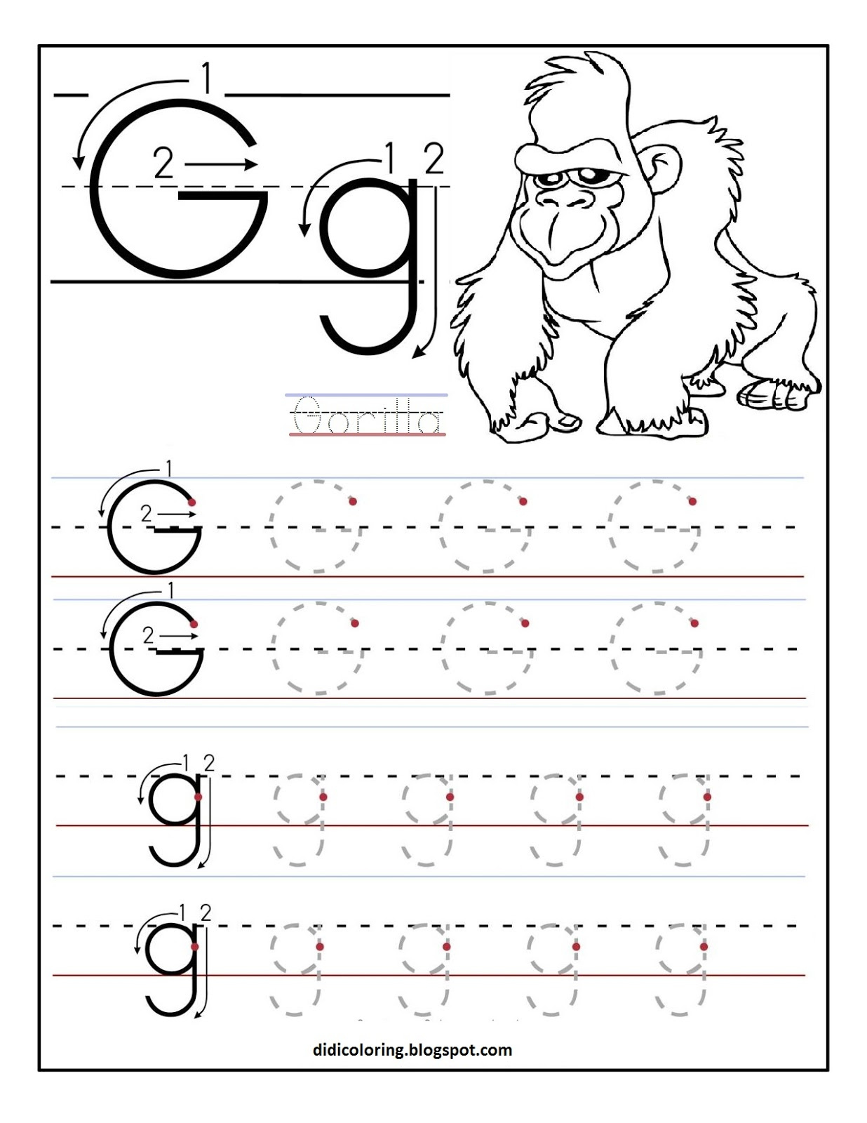 Free Printable Worksheet Letter G For Your Child To Learn And Write 