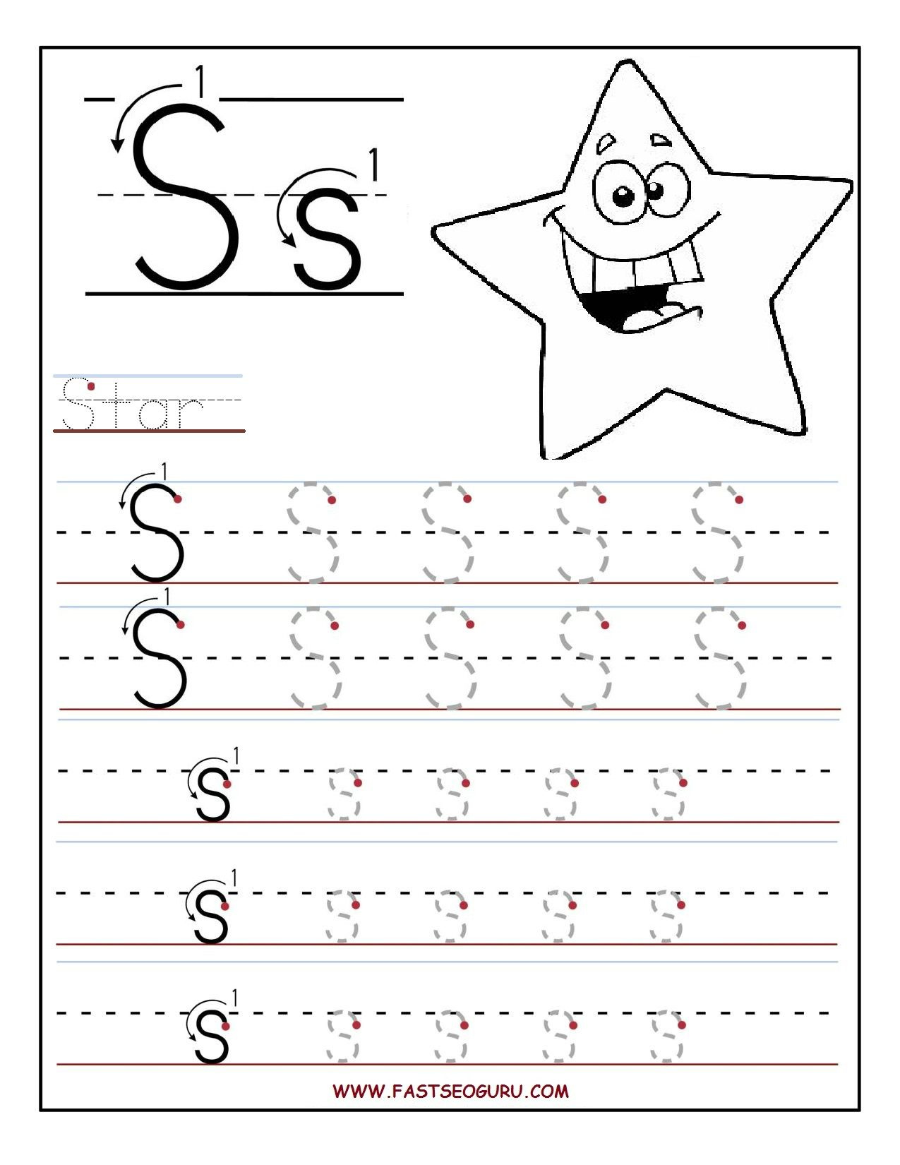 Printable Letter S Tracing Worksheets For Preschool Preschool Writing 