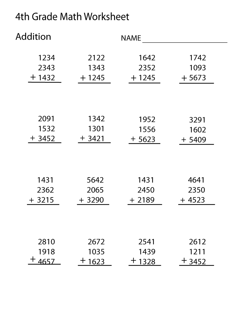 Free Printable Math Worksheets For 4th Grade Printable Worksheets