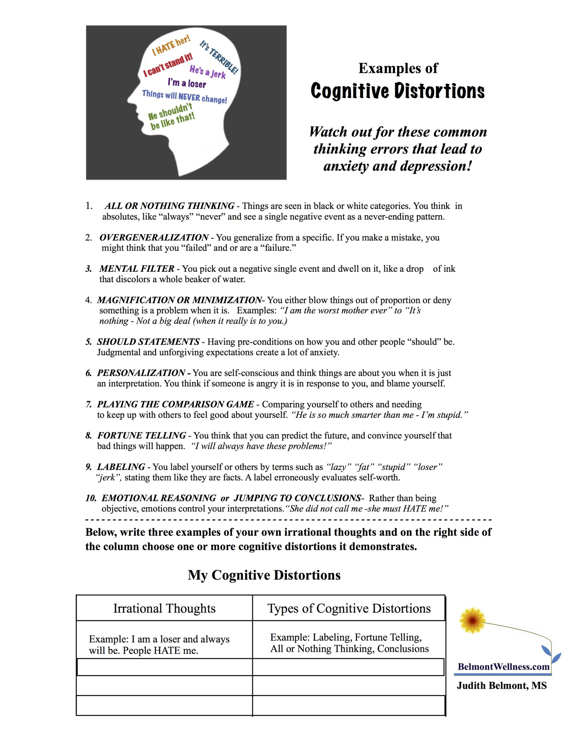 free printable mental health worksheets Printable Worksheets
