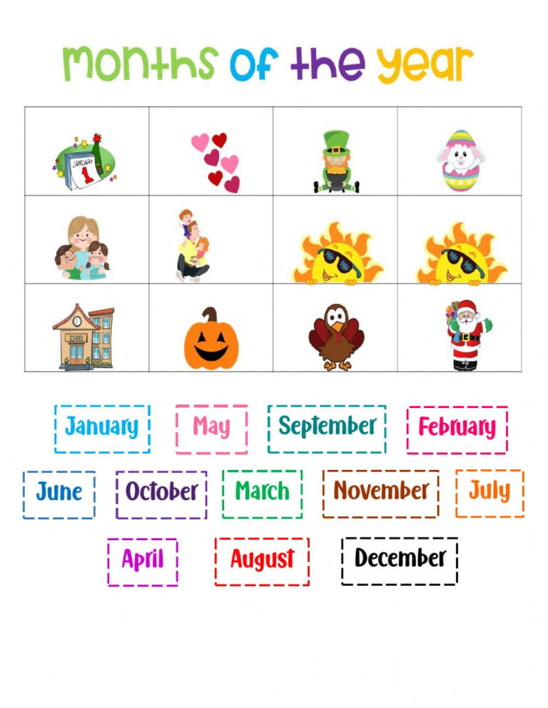 free printable months of the year worksheets | Printable Worksheets