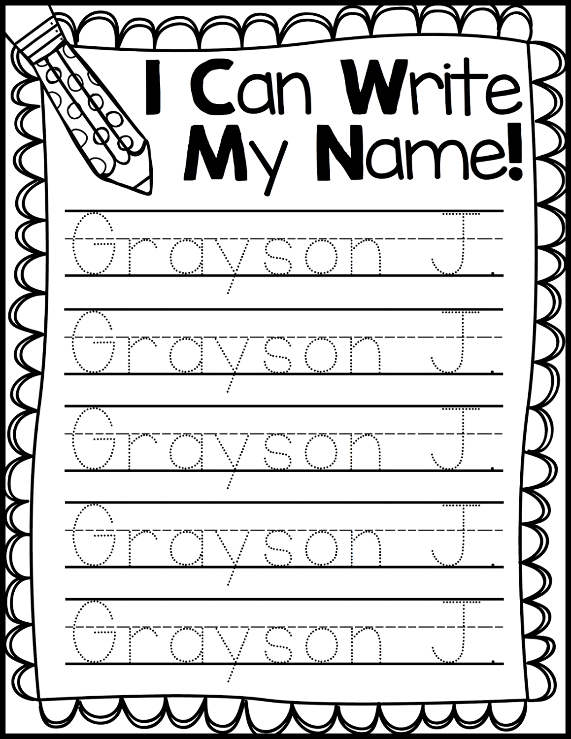 Free Printable Preschool Name Tracer Pages