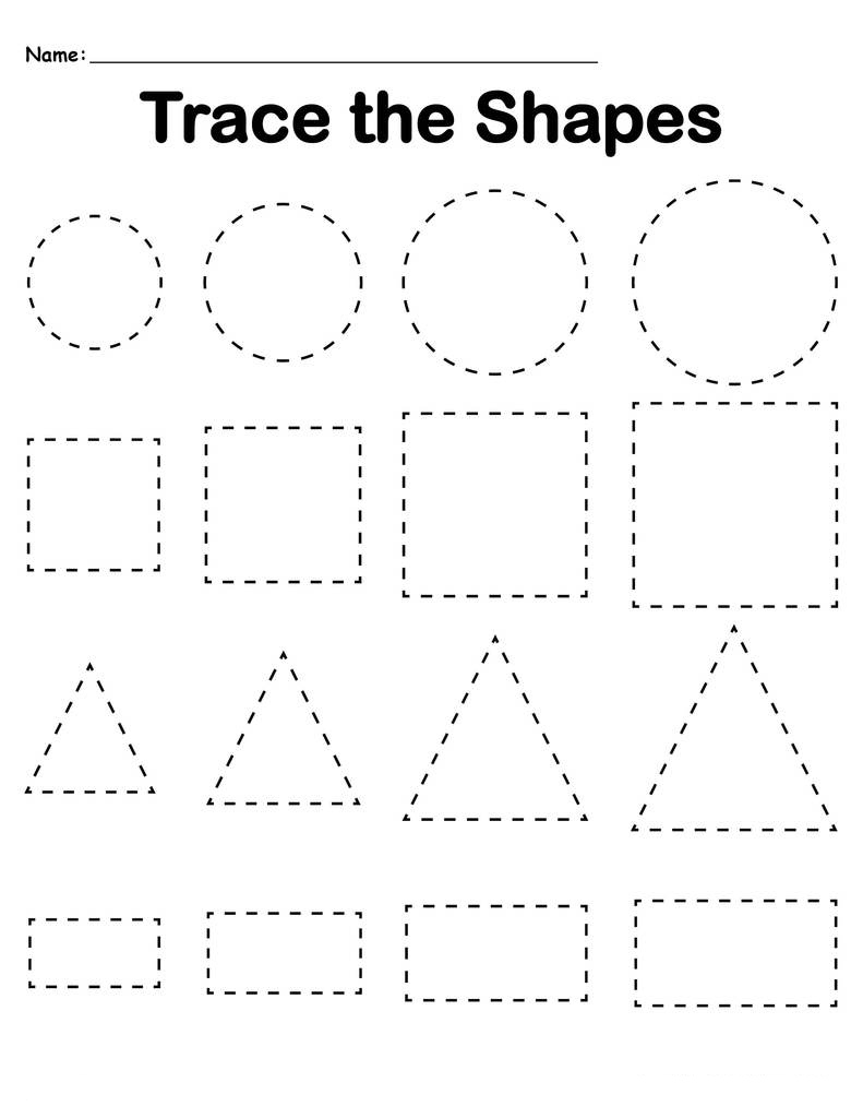 Tracing Shapes Preschool PRINTABLE Kids Worksheets