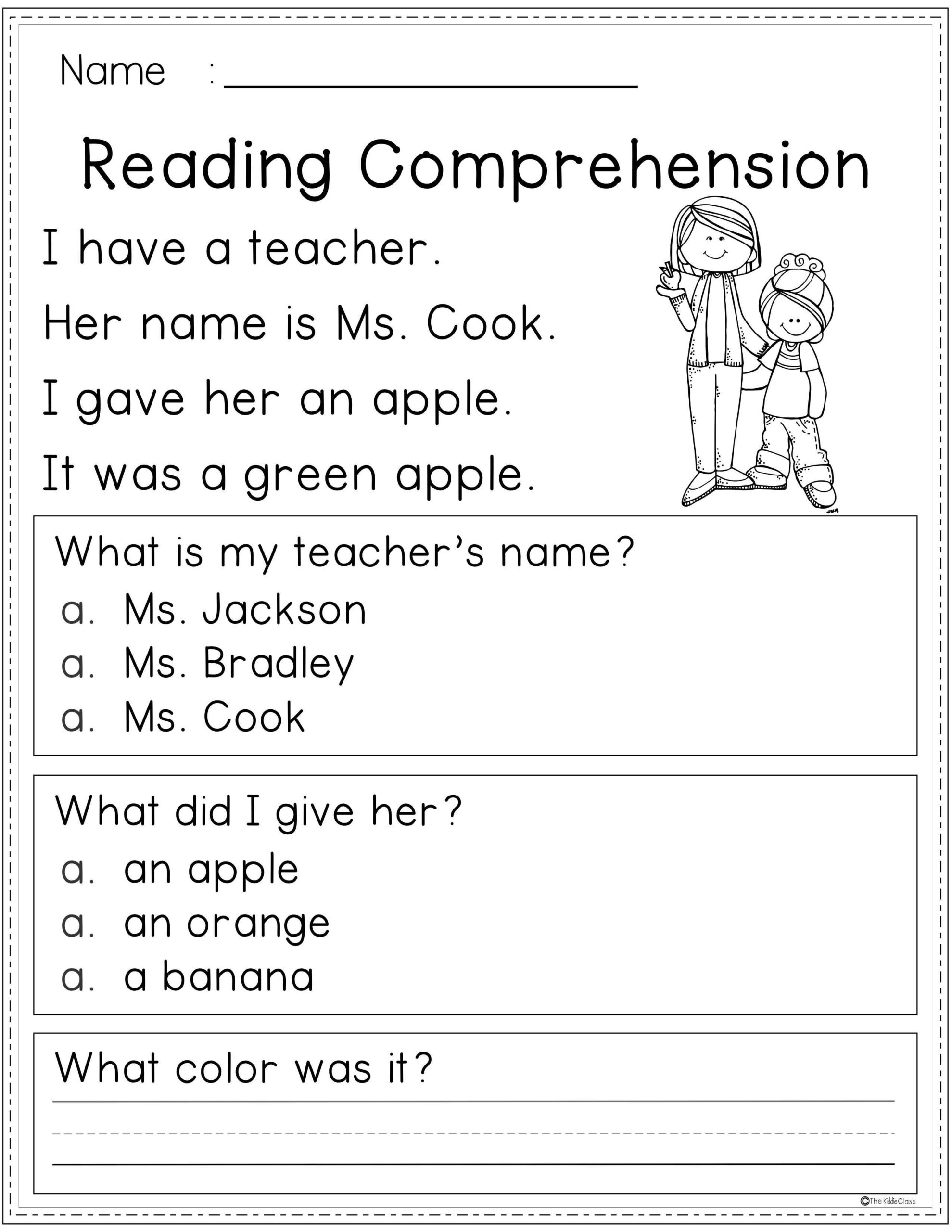 Free Reading Comprehension Worksheets For Kindergarten Pdf