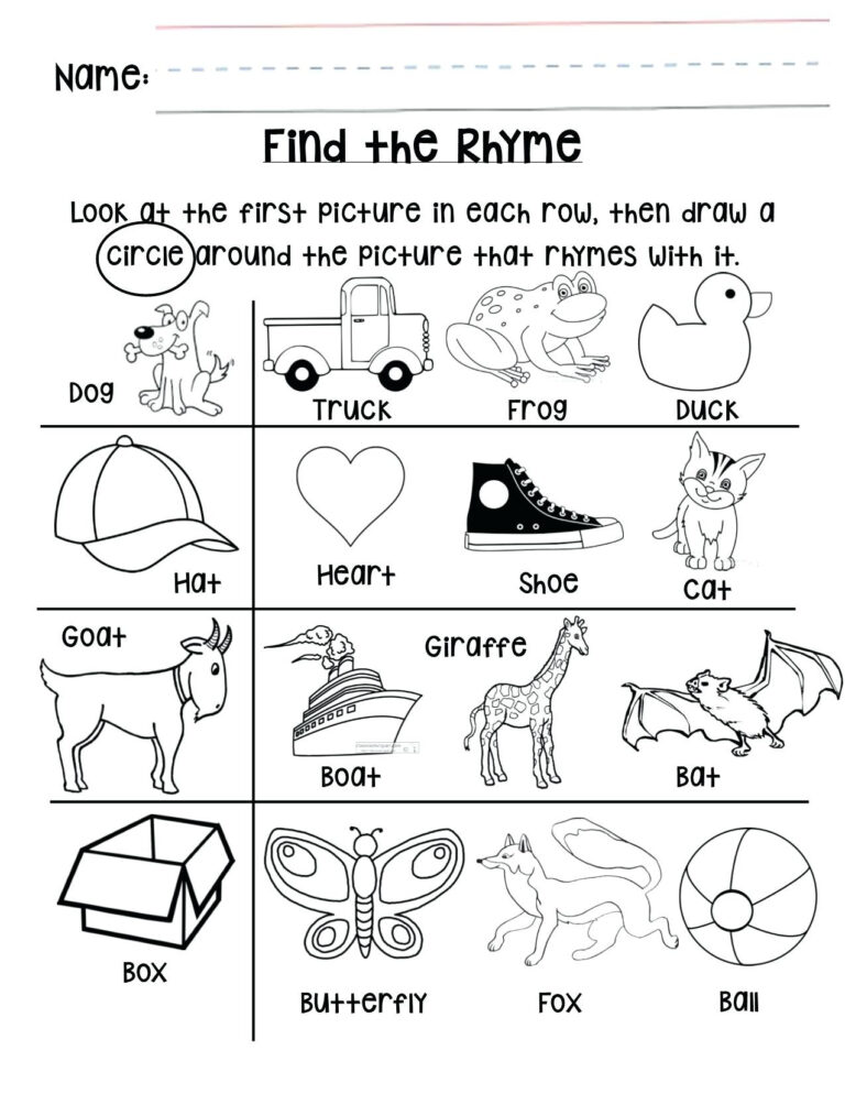 Free Printable Rhyming Cards Printable Worksheets