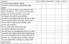 Self Esteem Assessment Worksheet Download Printable PDF Templateroller