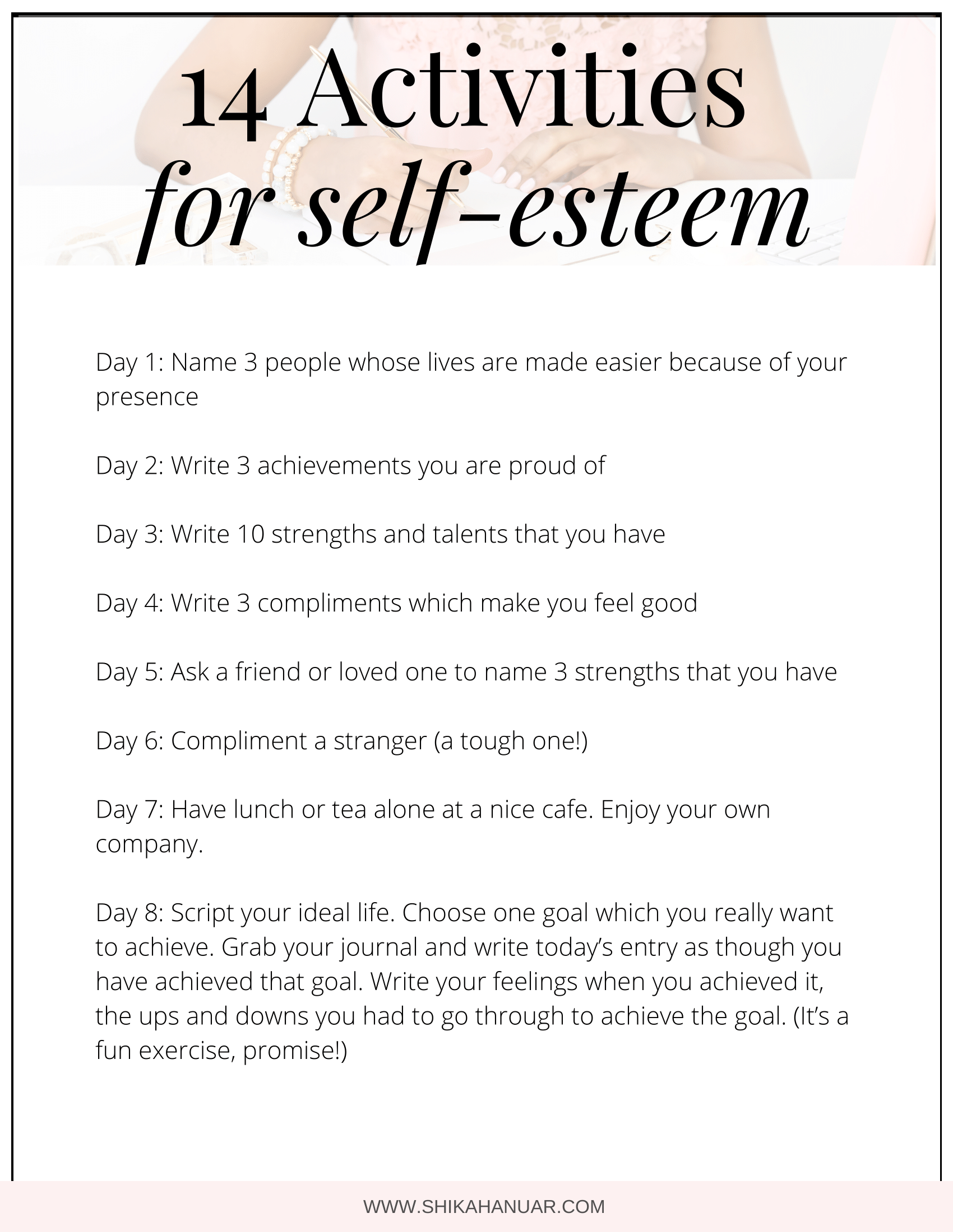 Writing Self Esteem Affirmations Worksheet AlphabetWorksheetsFree