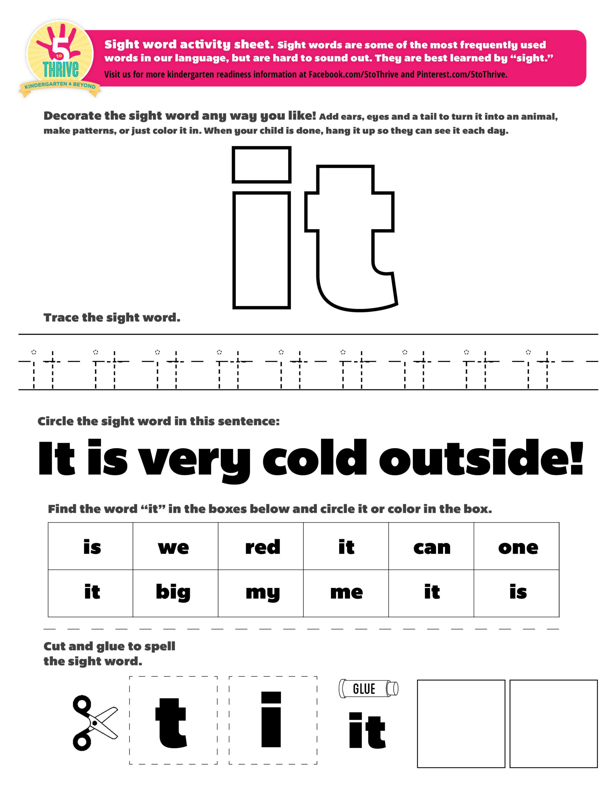 49 Printable Worksheet For Kindergarten Sight Word Pictures 