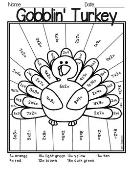 Thanksgiving Multiplication Color By Number By Amy Isaacson TpT