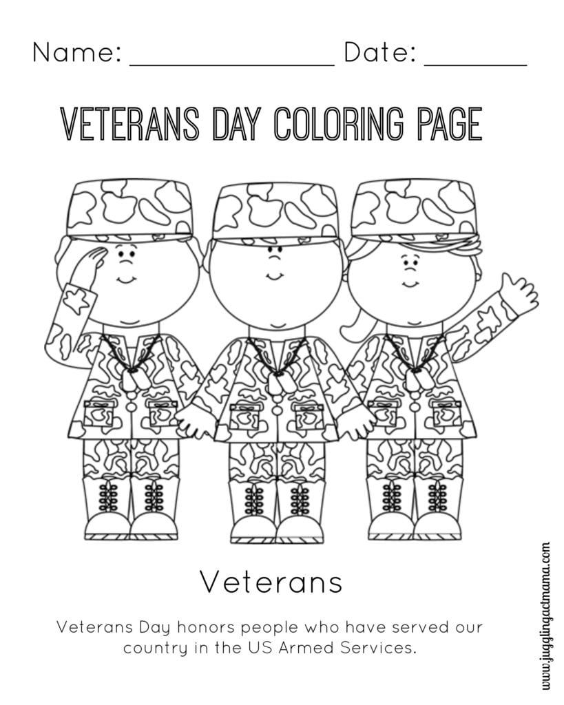 Free Veterans Day Printables For Kindergarten