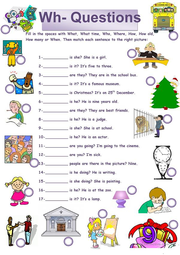free printable wh questions worksheets for kindergarten Printable