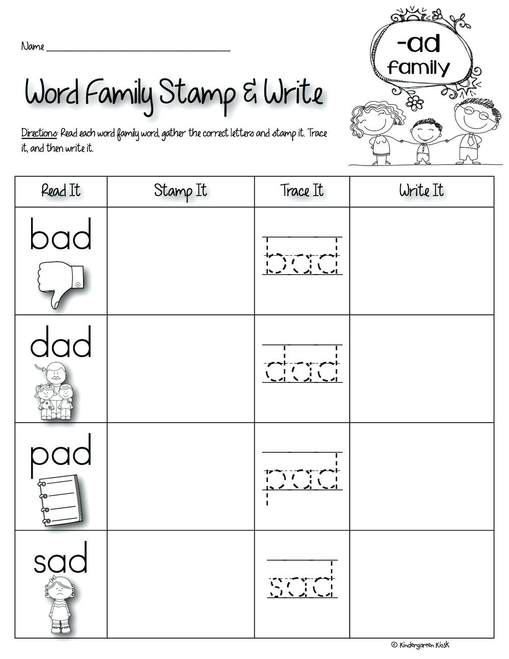 Free Printable Word Family Worksheets For Kindergarten Free Printable