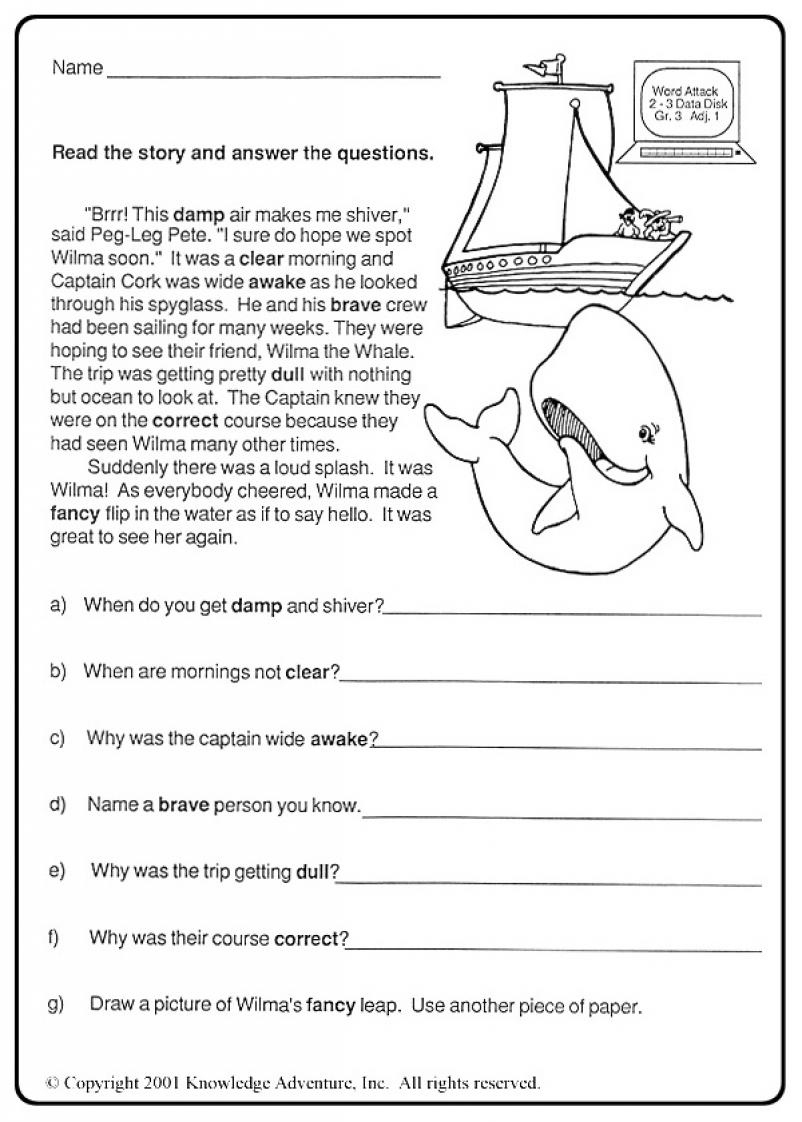 Free Printable Comprehension Worksheets For 5Th Grade Forms