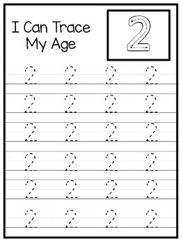 10 How Old I Am Age 2 Number Tracing And Learning Preschool Worksheets 