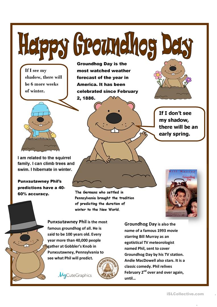 Groundhog Day Poster English ESL Worksheets For Distance Learning And 