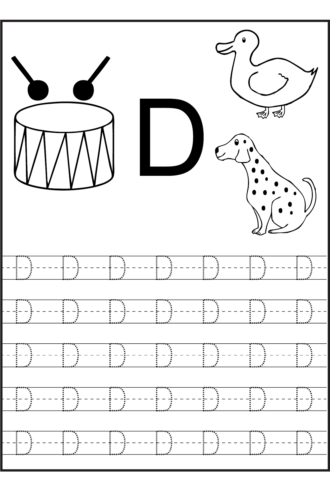 Trace Letter D Worksheets Activity Shelter