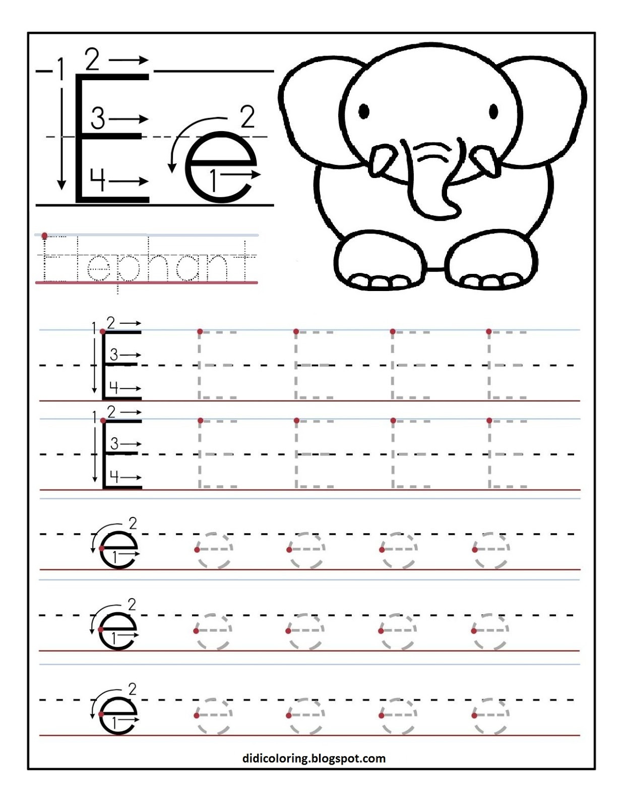 Letter E Printable Worksheets | Printable Worksheets