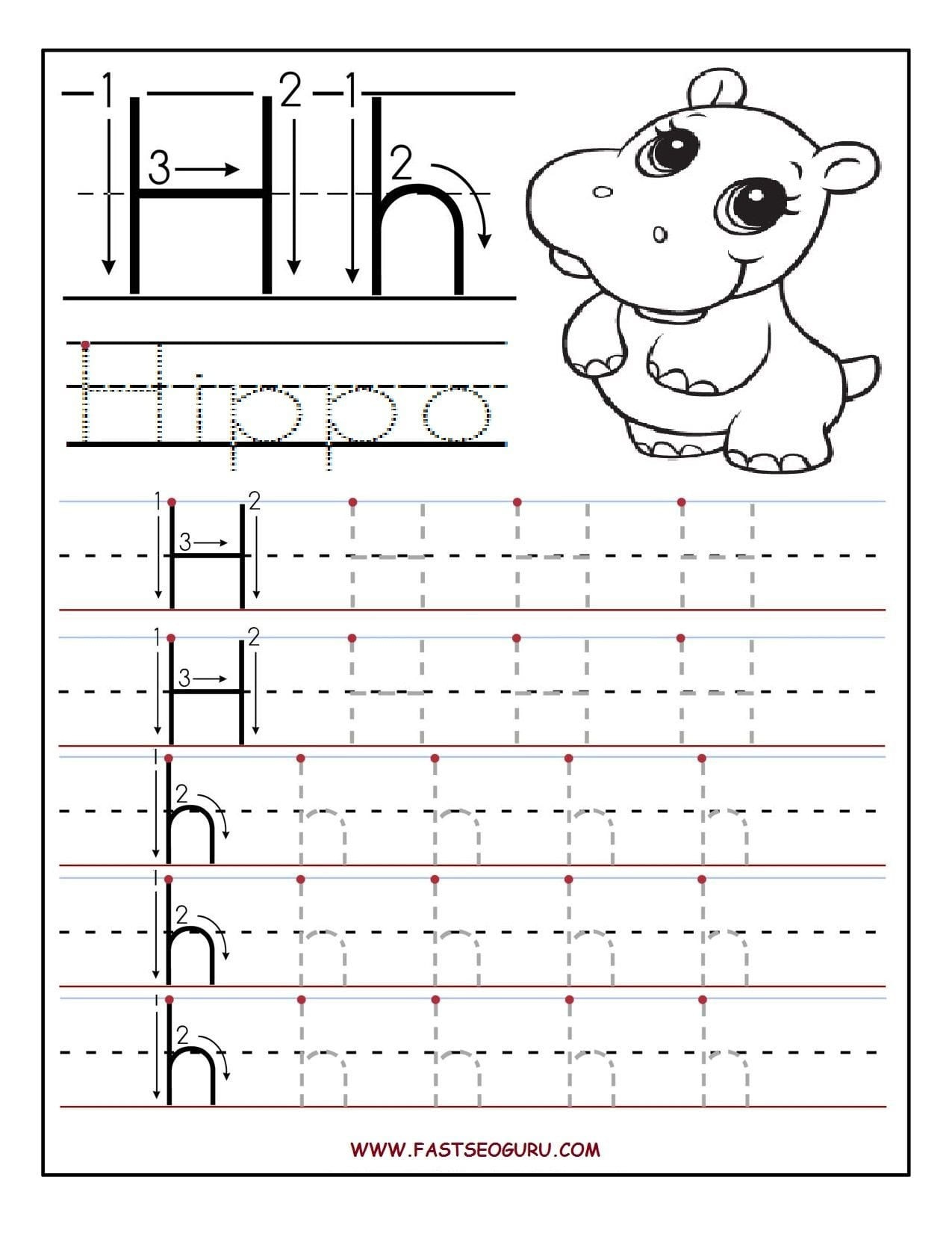 Unique Letter H Tracing Worksheets Preschool Fun Worksheet Db excel