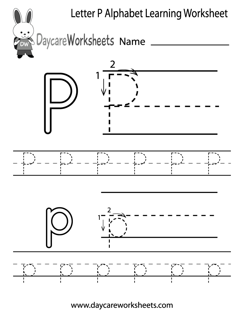 Free Letter P Alphabet Learning Worksheet For Preschool