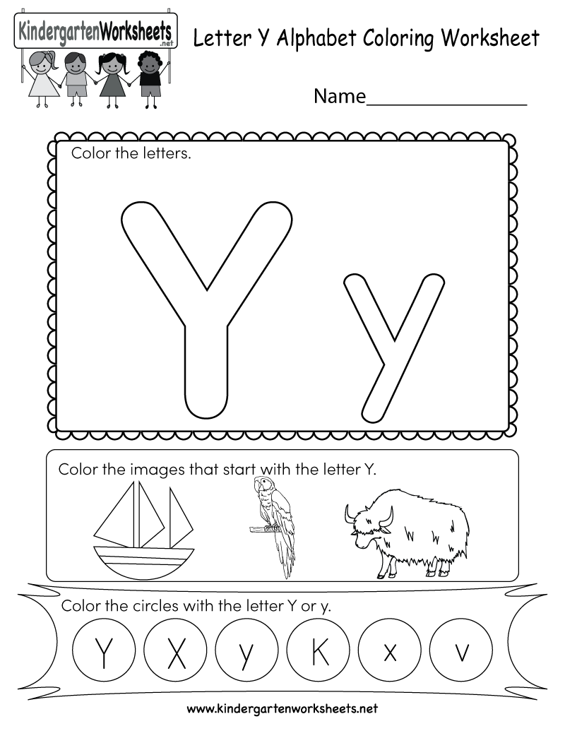 Letter Y Coloring Worksheet Free Kindergarten English Worksheet For Kids