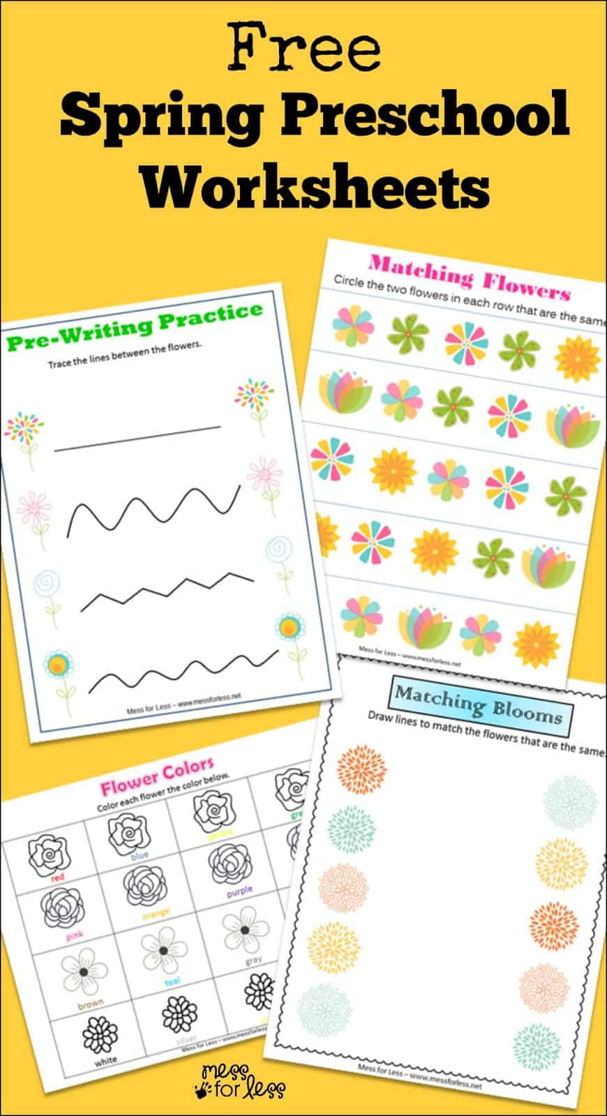 Free Spring Preschool Worksheets Mess For Less