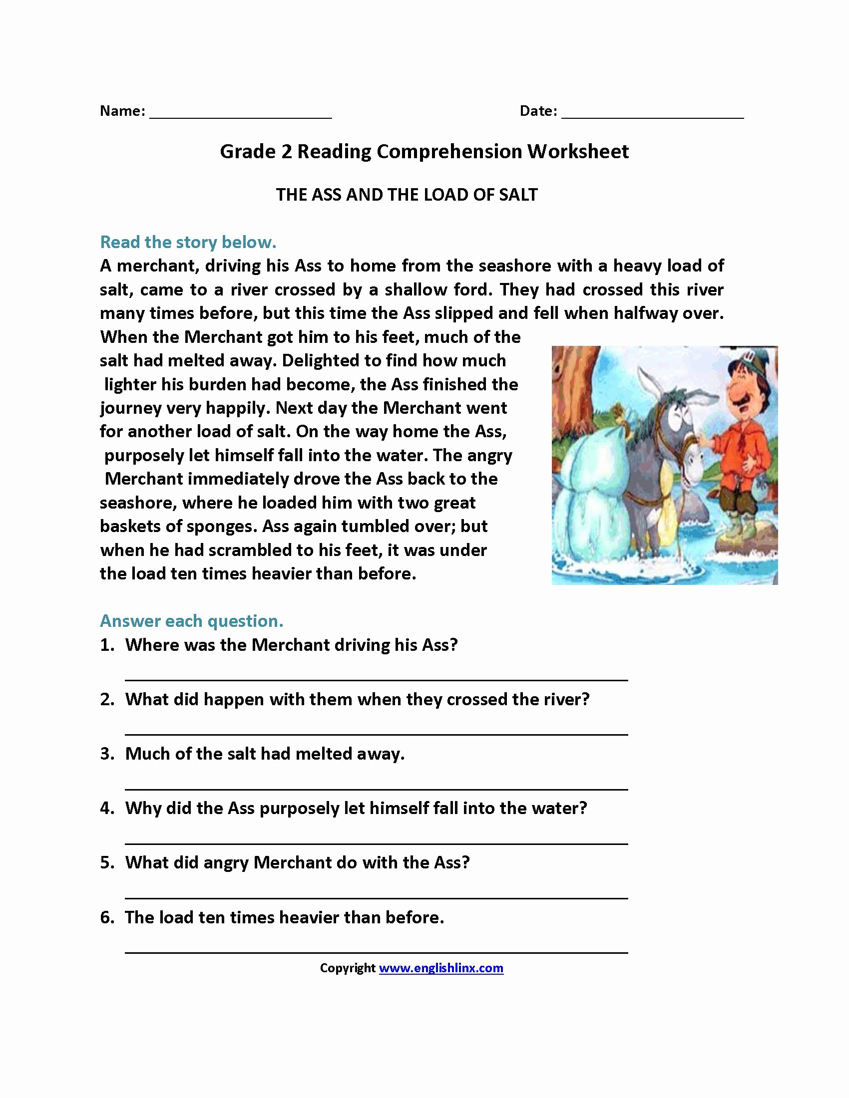 4th Grade Reading Comprehension Worksheets Multiple Choice Pdf Times 