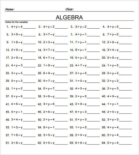 13 7th Grade Algebra Worksheet Templates Free Word PDF Documents 