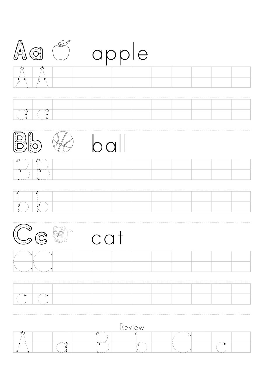 A B C Tracing Worksheets Practice Learning Printable
